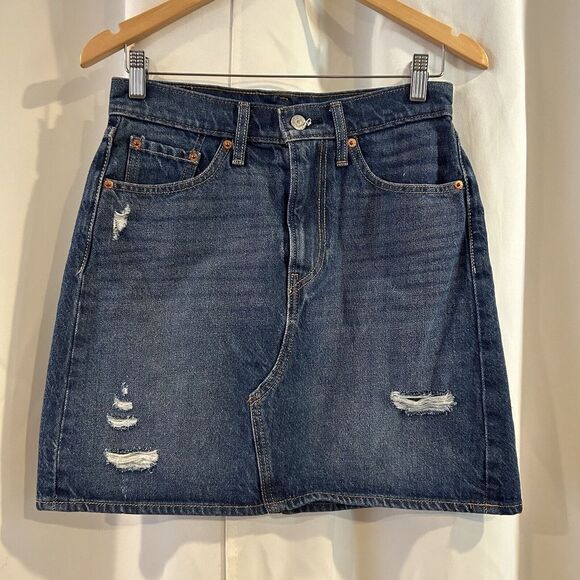 Levi's Dresses & Skirts - Levi's Premium High-Rise Deconstructed Denim‎ Skirt Sz 27